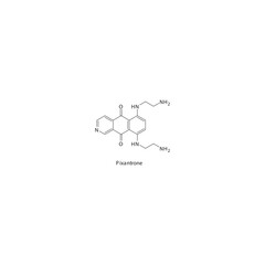 Pixantrone  flat skeletal molecular structure Anthracenedione drug used in lymphoma treatment. Vector illustration.