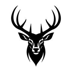 Naklejka premium Vector illustration of deer head, snow deer with antlers vector illustrated logo style face head