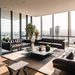 a sleek and modern living room 
