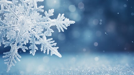 Christmas background with frozen christmas star and snow