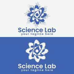 atom science logo deign icon template with laboratory vector illustration