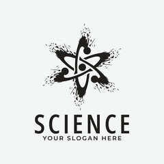 Printatom science logo deign icon template with laboratory vector illustration