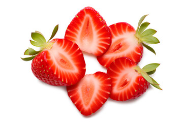 Sliced strawberry isolated on a transparent background, Generative AI