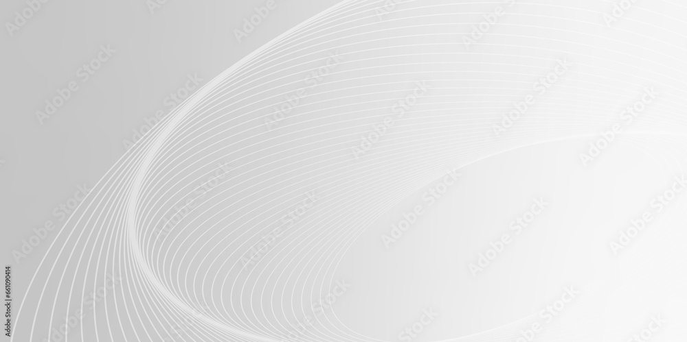 Fototapete Gray and white abstract background with flowing particles. Digital future technology concept.	