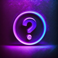 Neon purple instagram icon question mark simple design circular format bright colors high saturation 4K  - obrazy, fototapety, plakaty