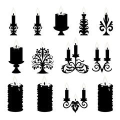 Fototapeta na wymiar set of silhouettes of candles