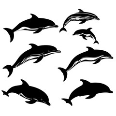 Naklejka premium set of dolphins