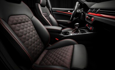 Red and black interior of a car