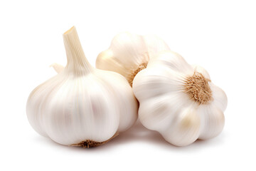 White garlic with cloves isolated on a transparent background, Generative AI