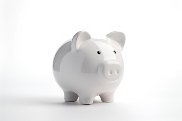 The white piggy bank isolated on a white background, Generative AI