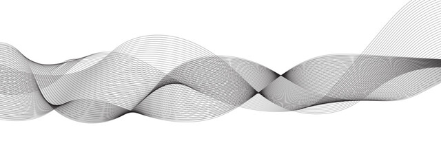 Abstract wavy grey stream element for design on transparent background isolated. frequency sound wave lines, technology, data science, business wave line background. Vector illustration.