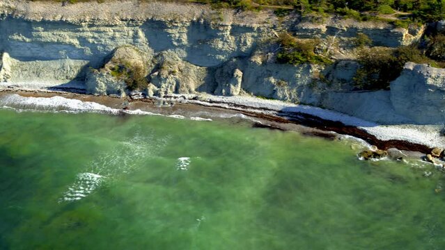 Scenic Aerial View of Baltic Sea and Chalk Cliffs on Isle of Gotland