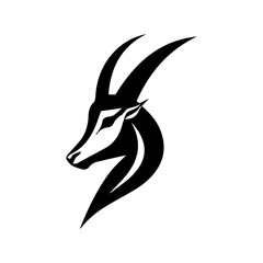 Vector image of an deer head on white background.,Artistic vector silhouette antelope. 