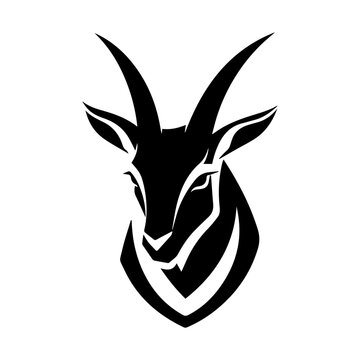 Vector image of an deer head on white background.,Artistic vector silhouette antelope. 