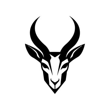 Vector image of an deer head on white background.,Artistic vector silhouette antelope. 
