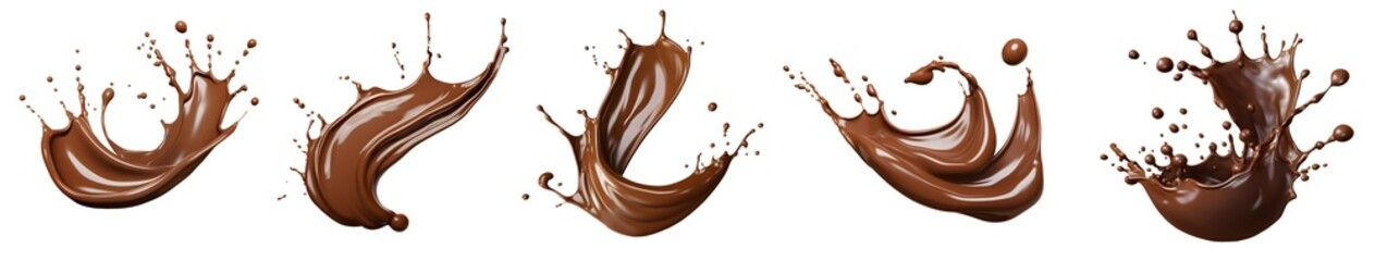 Brown chocolate liquid paint milk splash swirl wave on transparent background cutout, PNG file....
