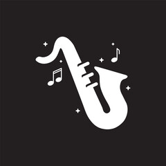 Saxophone icon graphic element Illustration template design vector black background
 - obrazy, fototapety, plakaty