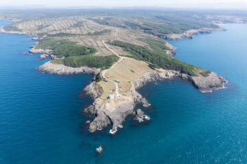 Naklejka premium Hamsilos Coast and Inceburun Lighthouse Drone Photo, Sinop Turkiye