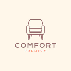 armchair furniture property interior minimalist simple style line modern logo design vector icon illustration