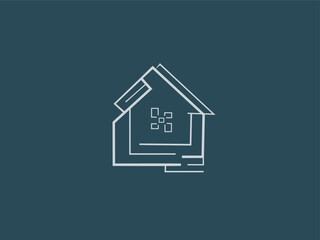 Real Estate Logo, line art design vector. Home logo, Modern icon.