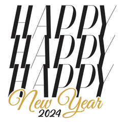 Happy New Year 2024 vector illustration. Happy New Year design isolated good for greetings cards, poster, print, sticker, invitations, baby t-shirt, mug, gifts.