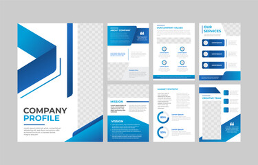 Blue corporate style for company profile template