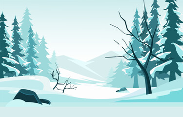 Winter in the forest illustration