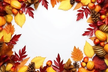 Frame made of autumn leaves, copy-space.