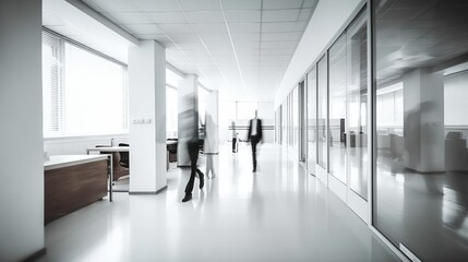 Modern business office with people. Long exposure shot.