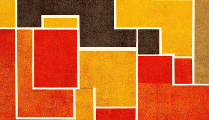 Generative AI, abstract Bauhaus style autumn colors background with grainy paper texture. Trendy contemporary minimal 20s geometric design. Digital art.