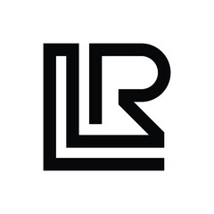 LR L R letter logo black in white colors initial based letter icon logo - obrazy, fototapety, plakaty