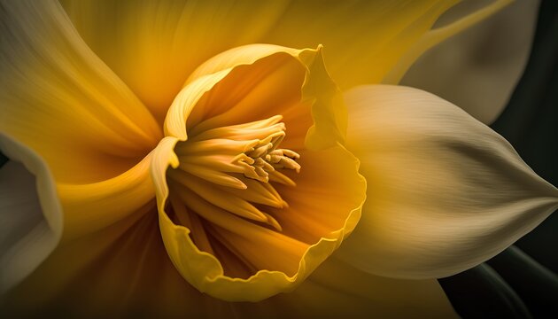 yellow nectarin close-up of daffodil bud design illustration