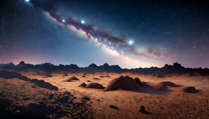 星空が美しい広大な夜の砂漠_02,Generative AI	