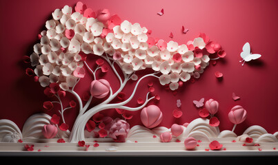background with hearts,3d illustration of valentine
