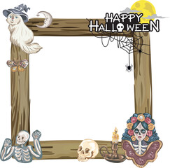 Halloween frame with wooden.
