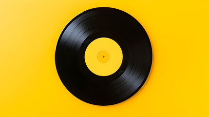 Yellow vinyl record with yellow background - obrazy, fototapety, plakaty