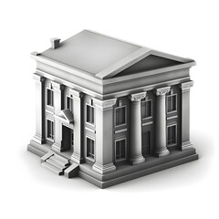 3d rendered illustration of a bank building on white background