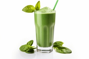 Green smoothie in a glass isolated on a white background, healthy green smoothies in the glass isolated, healthy drinks