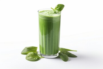 Green smoothie in a glass isolated on a white background, healthy green smoothies in the glass isolated, healthy drinks