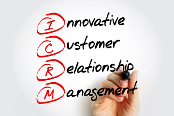 ICRM - Innovative Customer Relationship Management acronym with marker, business concept background