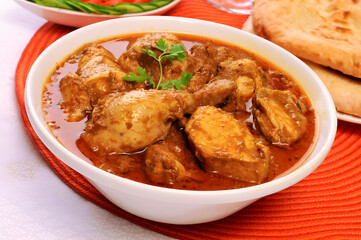 Delicious Homemade Chicken Curry in White Bowl