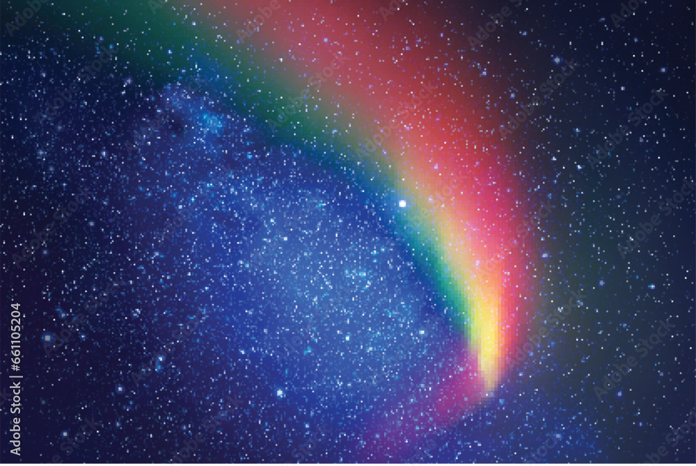 Poster night starry sky. milky way, polar lights. bright red aurora borealis