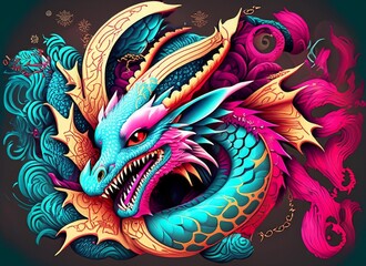 2024 dragon year, new year of the dragon, dragon year, wallpaper dragon, animal dragon, gold dragon, Abstract dragon as a symbol of the year 2024