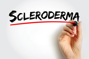 Scleroderma - autoimmune connective tissue and rheumatic disease that causes inflammation in the skin, text concept background