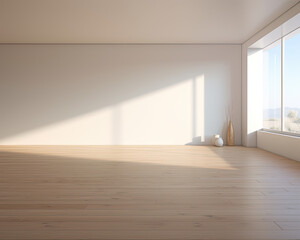 Fototapeta premium Minimalist Empty Room Featuring Generative AI and Ideal for MidJourney AI Prompts
