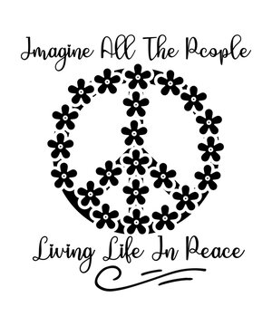 imagine all the pcople living life in peace svg