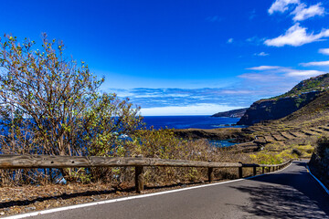 Winding narrow dangerous roads in the Canary Islands