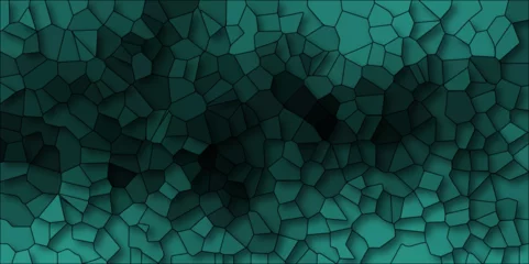 Papier Peint photo autocollant Coloré Dark mint Broken quartz stained Glass Background with White lines. Voronoi diagram background. Seamless pattern with 3d shapes vector Vintage  background. Geometric Retro tiles pattern