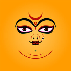 The lord Durga in Kolkata style face vector illustration.