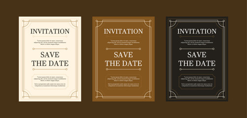 Luxury vintage golden vector invitation card template. wedding invitation - obrazy, fototapety, plakaty